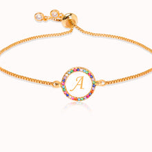 Load image into Gallery viewer, Colorful Rainbow Zircon 26 Letter Bracelet for Women adjustable initial Bracelet Femme Snake Chain Jewelry Christmas gifts